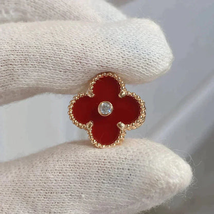 [Clover]CLOVER MEDIUM 1 MOTIFS CARNELIAN  DIAMOND earrings