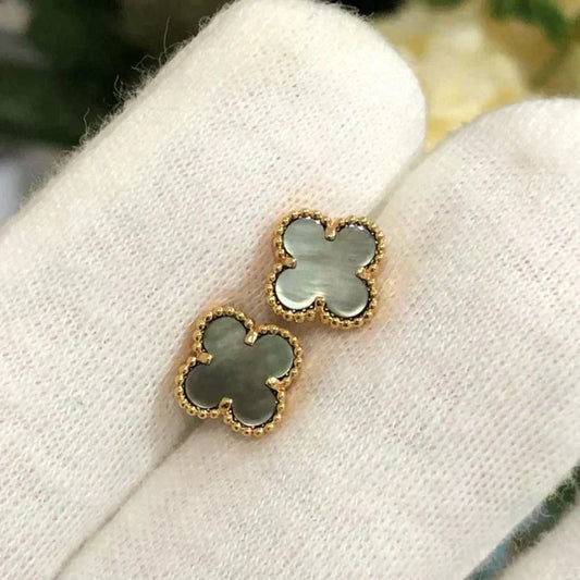 [Clover]CLOVER MINI 9.5MM GRAY MOP EARRINGS