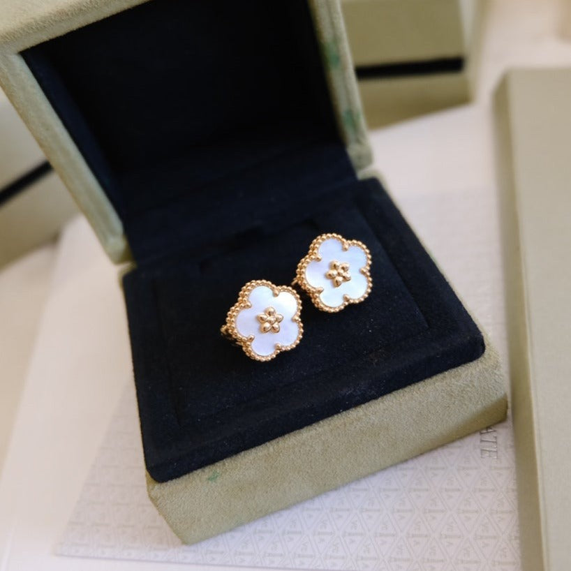 [Clover]LUCKY PINK GOLD WHITE MOP EARRINGS