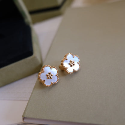 [Clover]LUCKY PINK GOLD WHITE MOP EARRINGS