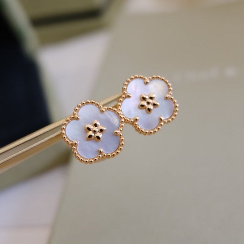 [Clover]LUCKY PINK GOLD WHITE MOP EARRINGS