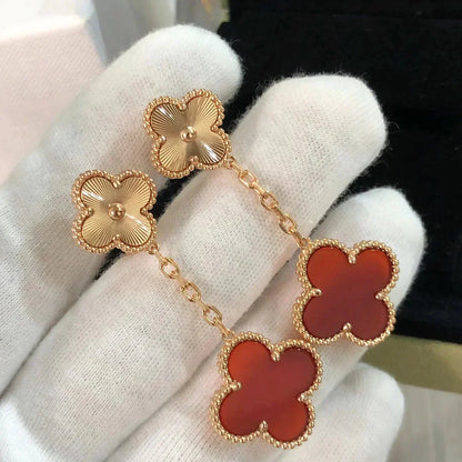[Clover]CLOVER 2 MOTIF  LASER CARNELIAN EARRINGS