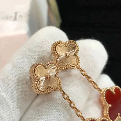 [Clover]CLOVER 2 MOTIF  LASER CARNELIAN EARRINGS