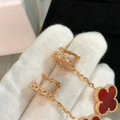 [Clover]CLOVER 2 MOTIF  LASER CARNELIAN EARRINGS