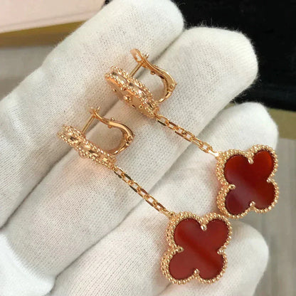 [Clover]CLOVER 2 MOTIF  LASER CARNELIAN EARRINGS