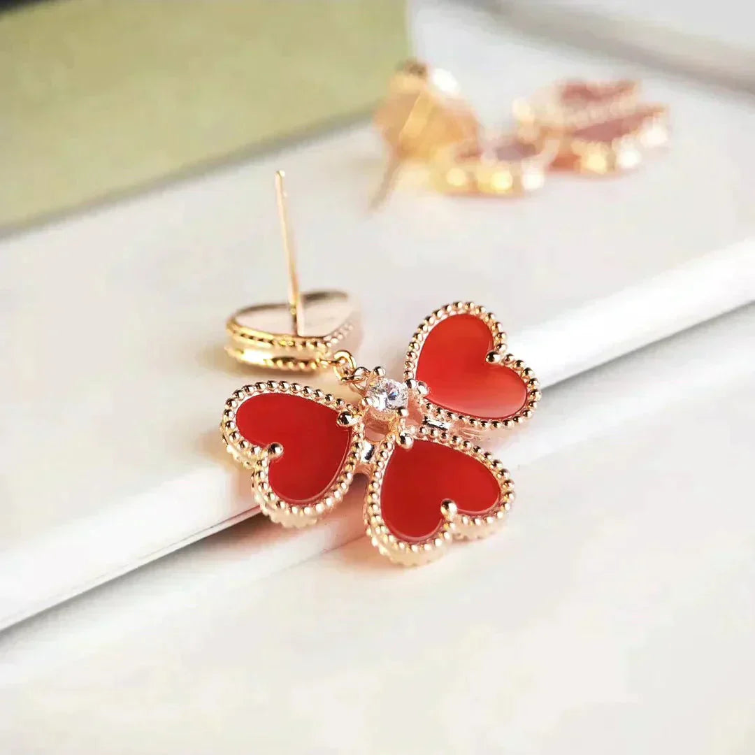 [Clover]SWEET CLOVER CARNELIAN EARRINGS