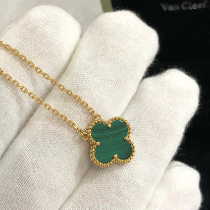 [Clover]CLOVER 15MM MALACHITE SINGLE FLOWER  NECKLACE