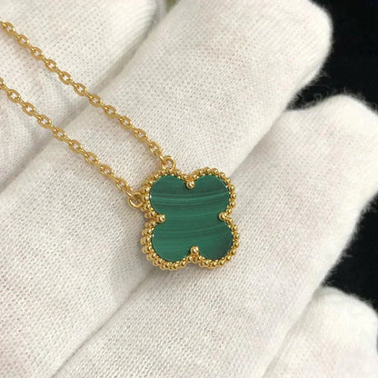 [Clover]CLOVER 15MM MALACHITE SINGLE FLOWER  NECKLACE