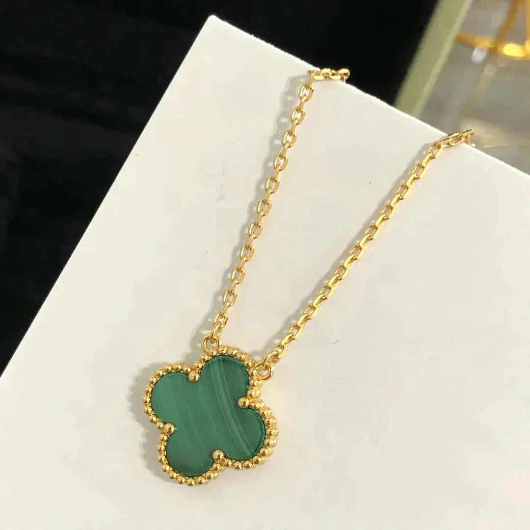[Clover]CLOVER 15MM MALACHITE SINGLE FLOWER  NECKLACE