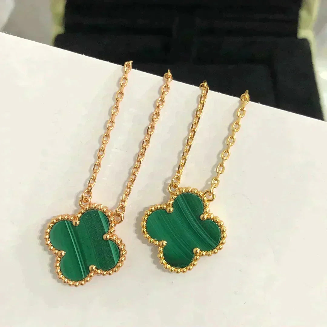 [Clover]CLOVER 15MM MALACHITE SINGLE FLOWER  NECKLACE