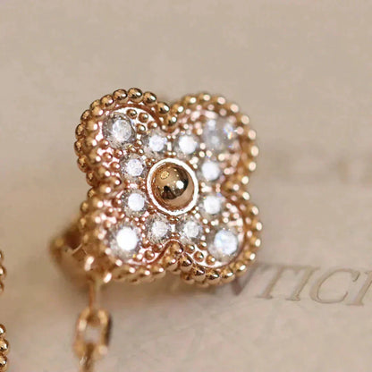 [Clover]CLOVER MEDIUM 1 MOTIFS FUll DIAMOND EARRINGS