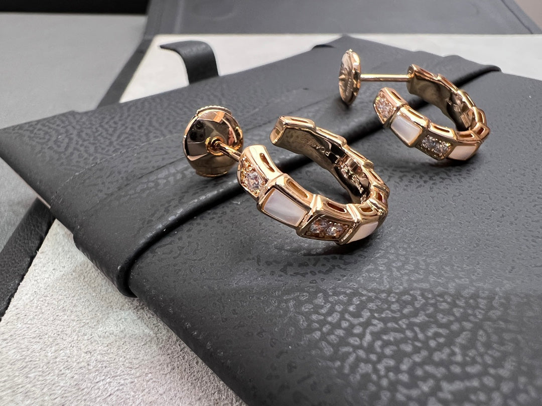 [Clover]SERPENTI MOP PINK GOLD EARRINGS