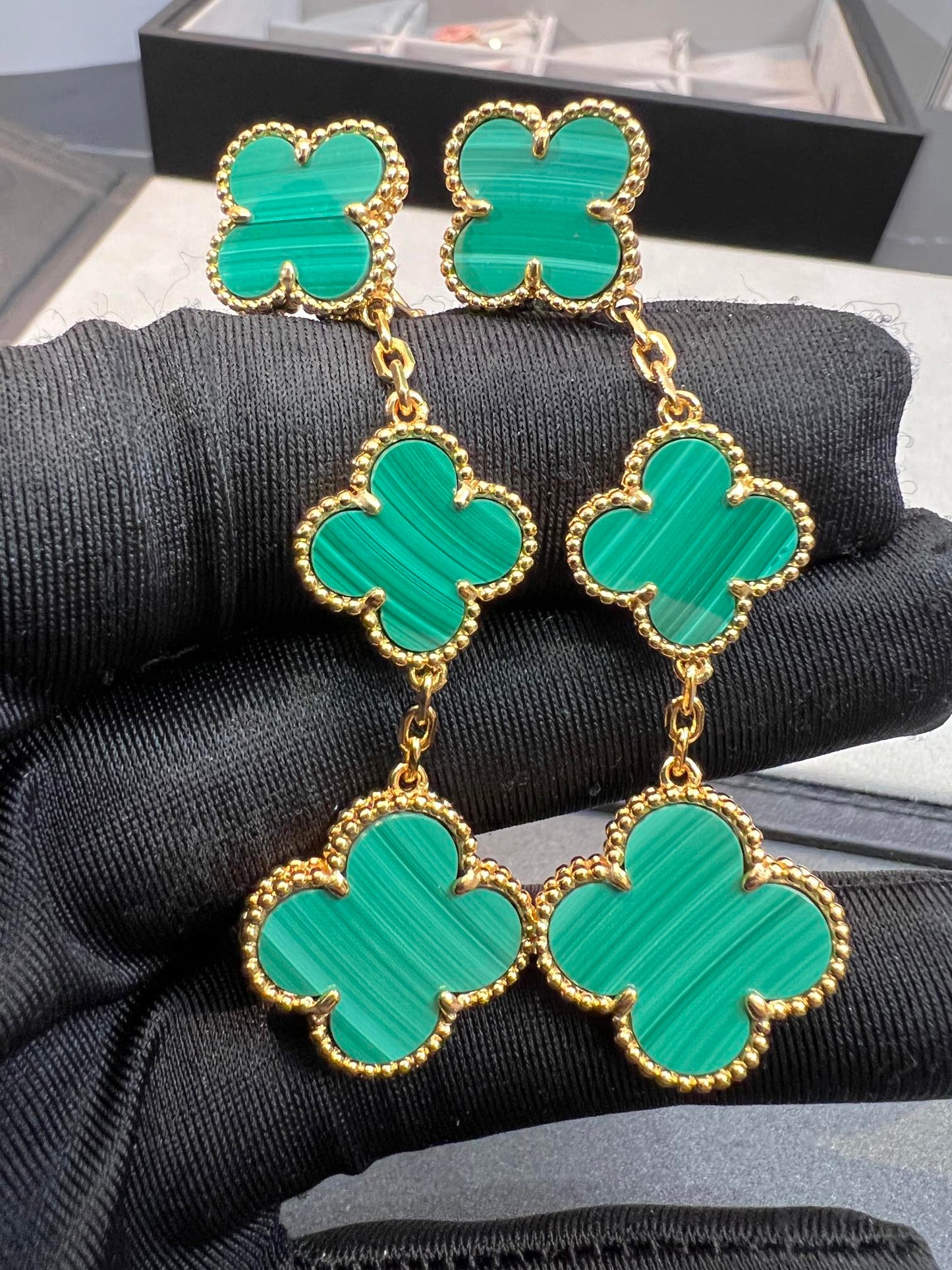 [Clover]CLOVER MALACHITE 3 MOTIFS GOLD