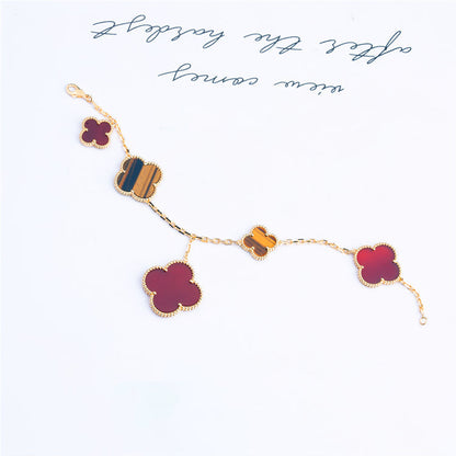 [Clover]CLOVER BRACELET 5 MOTIFS CARNELIAN TIGER EYE