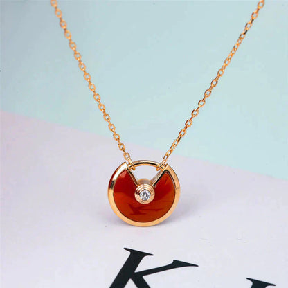 [Clover]AMULETTE GOLD CARNELIAN ONYX NECKLACE