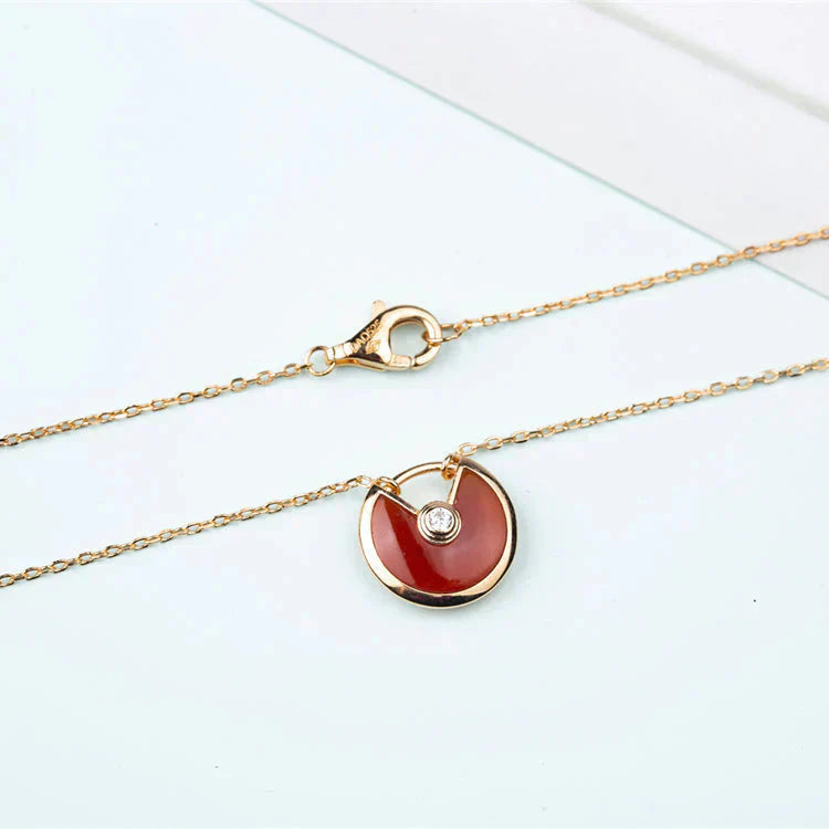 [Clover]AMULETTE GOLD CARNELIAN ONYX NECKLACE
