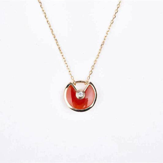 [Clover]AMULETTE GOLD CARNELIAN ONYX NECKLACE