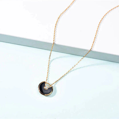 [Clover]AMULETTE GOLD CARNELIAN ONYX NECKLACE