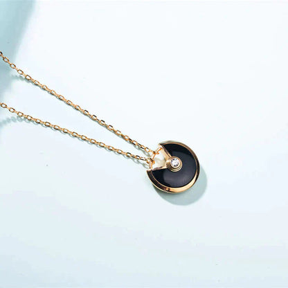 [Clover]AMULETTE GOLD CARNELIAN ONYX NECKLACE