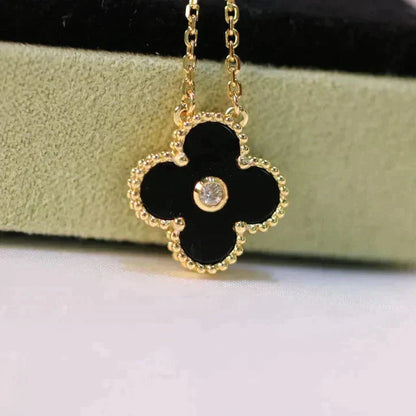 [Clover]CLOVER 15MM DIAMOND ONYX NECKLACE