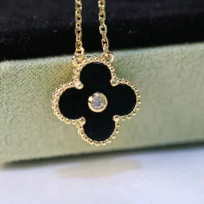 [Clover]CLOVER 15MM DIAMOND ONYX NECKLACE