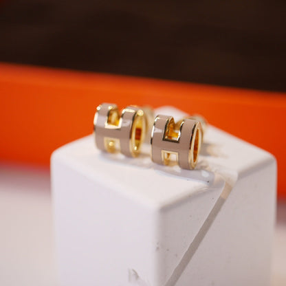 [Clover]MINI POP H GOLD EARRINGS GREY