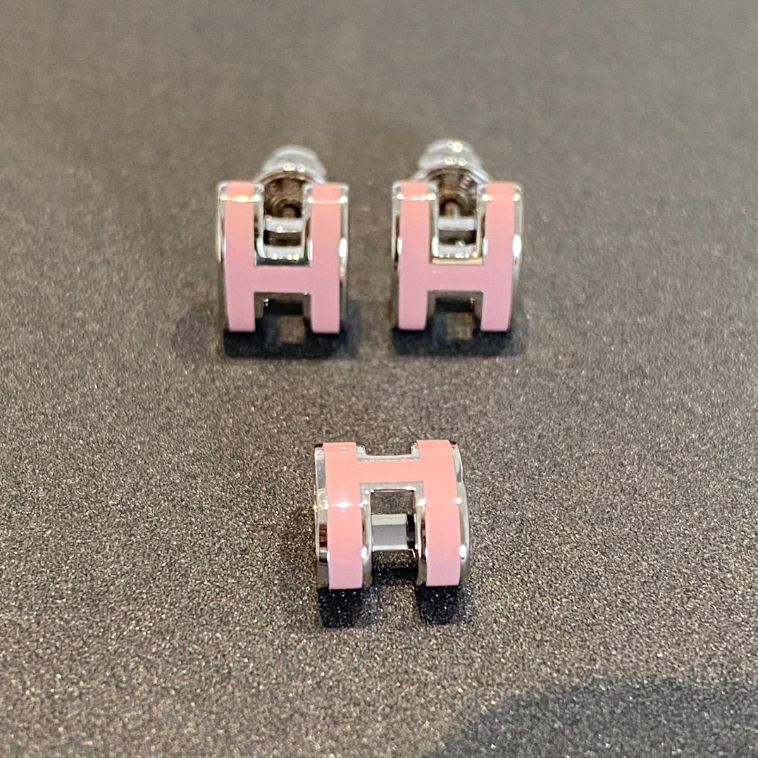 [Clover]MINI POP H SILVER EARRINGS PINK
