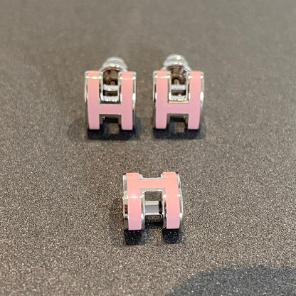 [Clover]MINI POP H SILVER EARRINGS PINK
