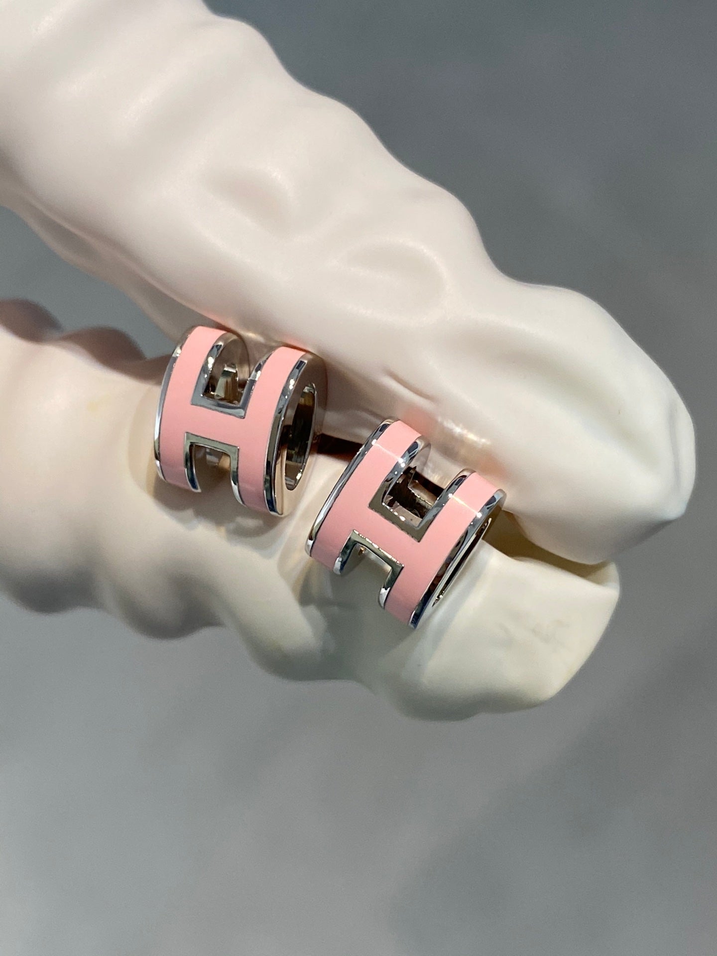 [Clover]MINI POP H SILVER EARRINGS PINK