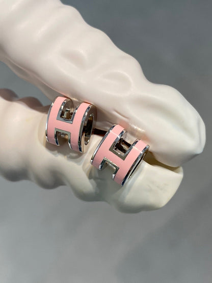 [Clover]MINI POP H SILVER EARRINGS PINK