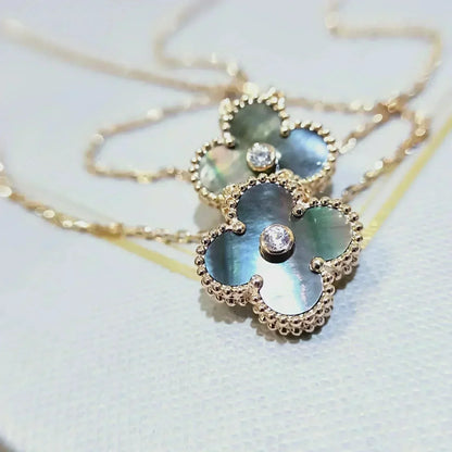 [Clover]CLOVER 15MM DIAMOND AND MOTHER-OF-GREY NECKLACE