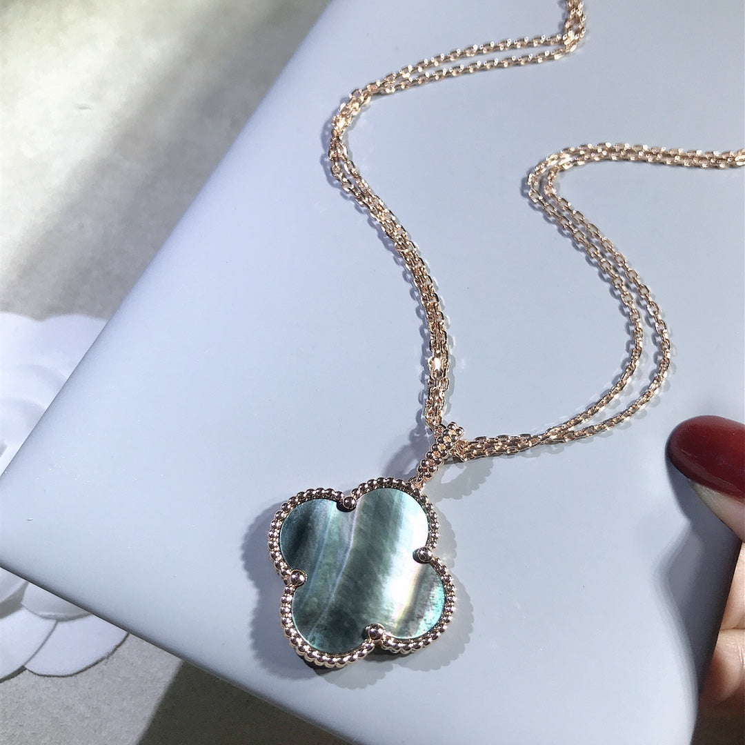 [Clover]CLOVER 25MM GOLD DARK MOP BIG CLOVER NECKLACE