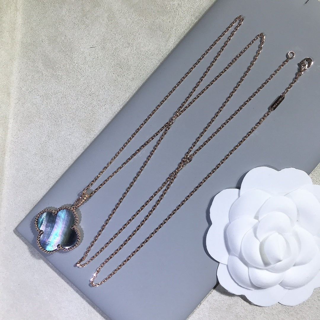 [Clover]CLOVER 25MM GOLD DARK MOP BIG CLOVER NECKLACE