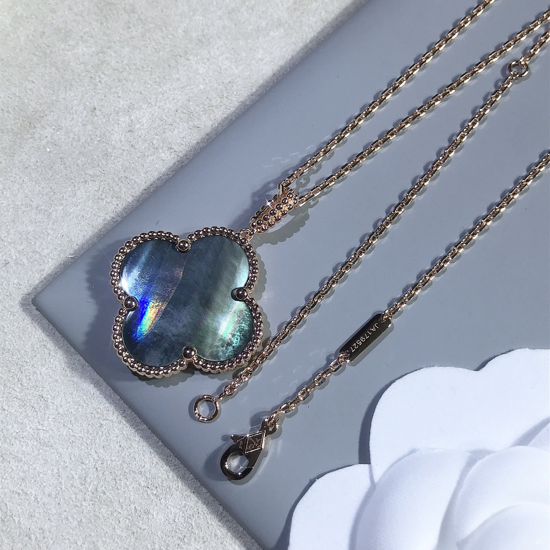 [Clover]CLOVER 25MM GOLD DARK MOP BIG CLOVER NECKLACE