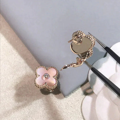 [Clover]CLOVER MEDIUM 1 MOTIFS  PINK MOP DIAMOND EARRINGS