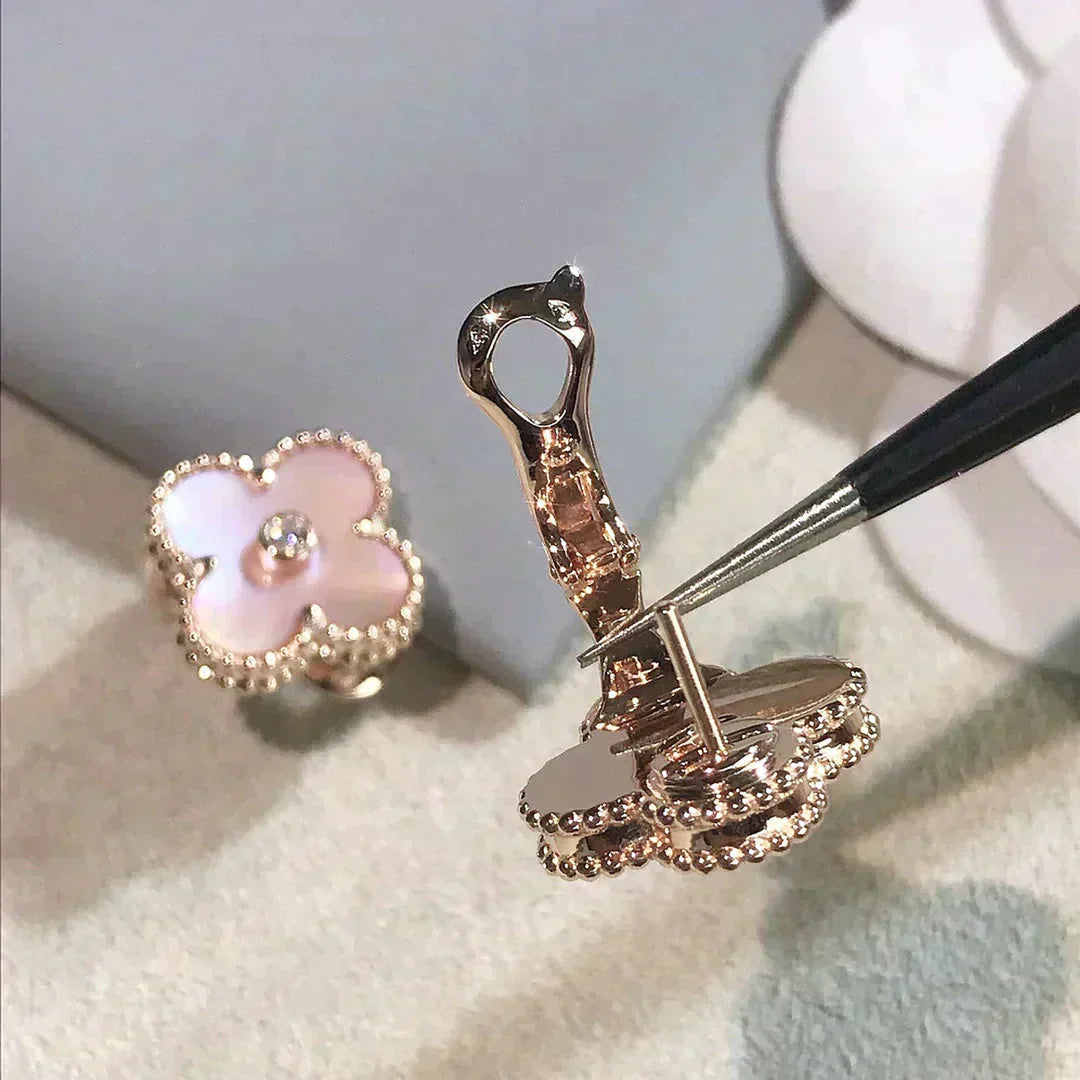 [Clover]CLOVER MEDIUM 1 MOTIFS  PINK MOP DIAMOND EARRINGS
