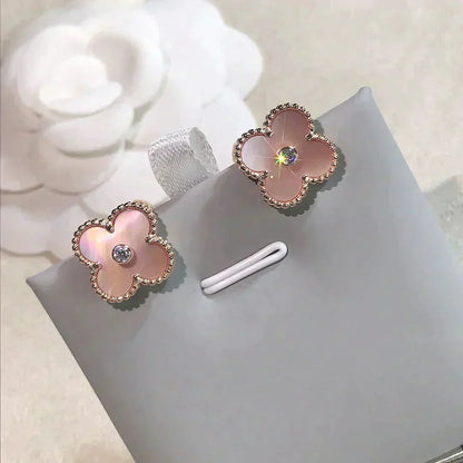 [Clover]CLOVER MEDIUM 1 MOTIFS  PINK MOP DIAMOND EARRINGS
