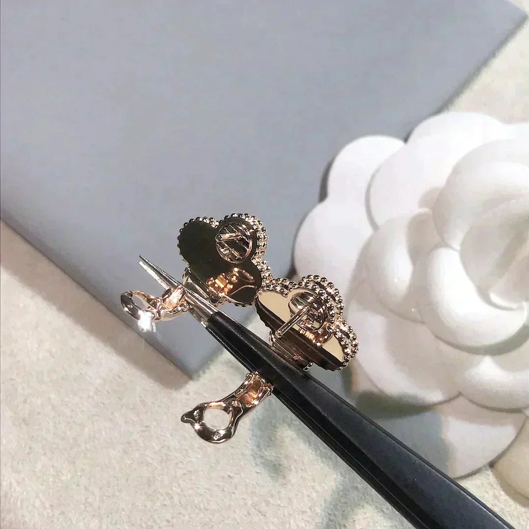 [Clover]CLOVER MEDIUM 1 MOTIFS  PINK MOP DIAMOND EARRINGS