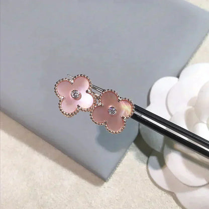 [Clover]CLOVER MEDIUM 1 MOTIFS  PINK MOP DIAMOND EARRINGS