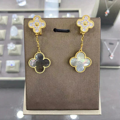 [Clover]CLOVER  2 MOTIFS  DIAMOND  EARRINGS (MULTIPLE CHOICESç´