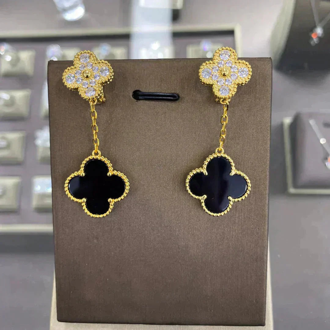 [Clover]CLOVER  2 MOTIFS  DIAMOND  EARRINGS (MULTIPLE CHOICESç´