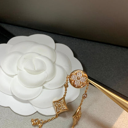 [Clover]STAR AND SUN 4 MOTIFS GOLD DIAMONDS BRACELET