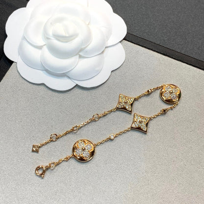 [Clover]STAR AND SUN 4 MOTIFS GOLD DIAMONDS BRACELET