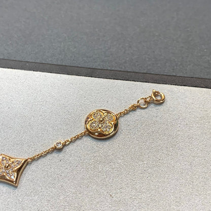 [Clover]STAR AND SUN 4 MOTIFS GOLD DIAMONDS BRACELET