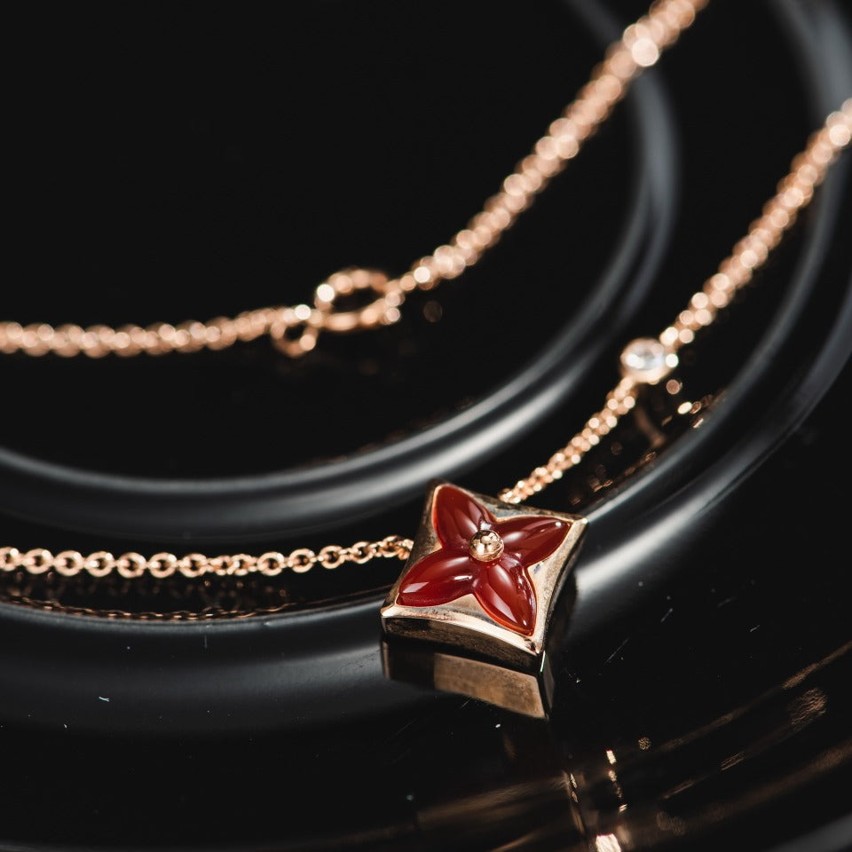 [Clover]STAR NECKLACE PINK GOLD 1 DIAMOND