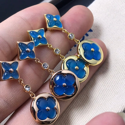 [Clover]STAR AND SUN AGATE DIAMOND EARRINGS