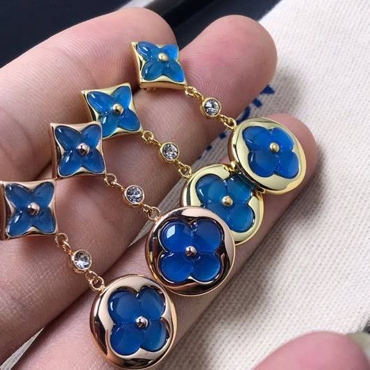 [Clover]STAR AND SUN AGATE DIAMOND EARRINGS