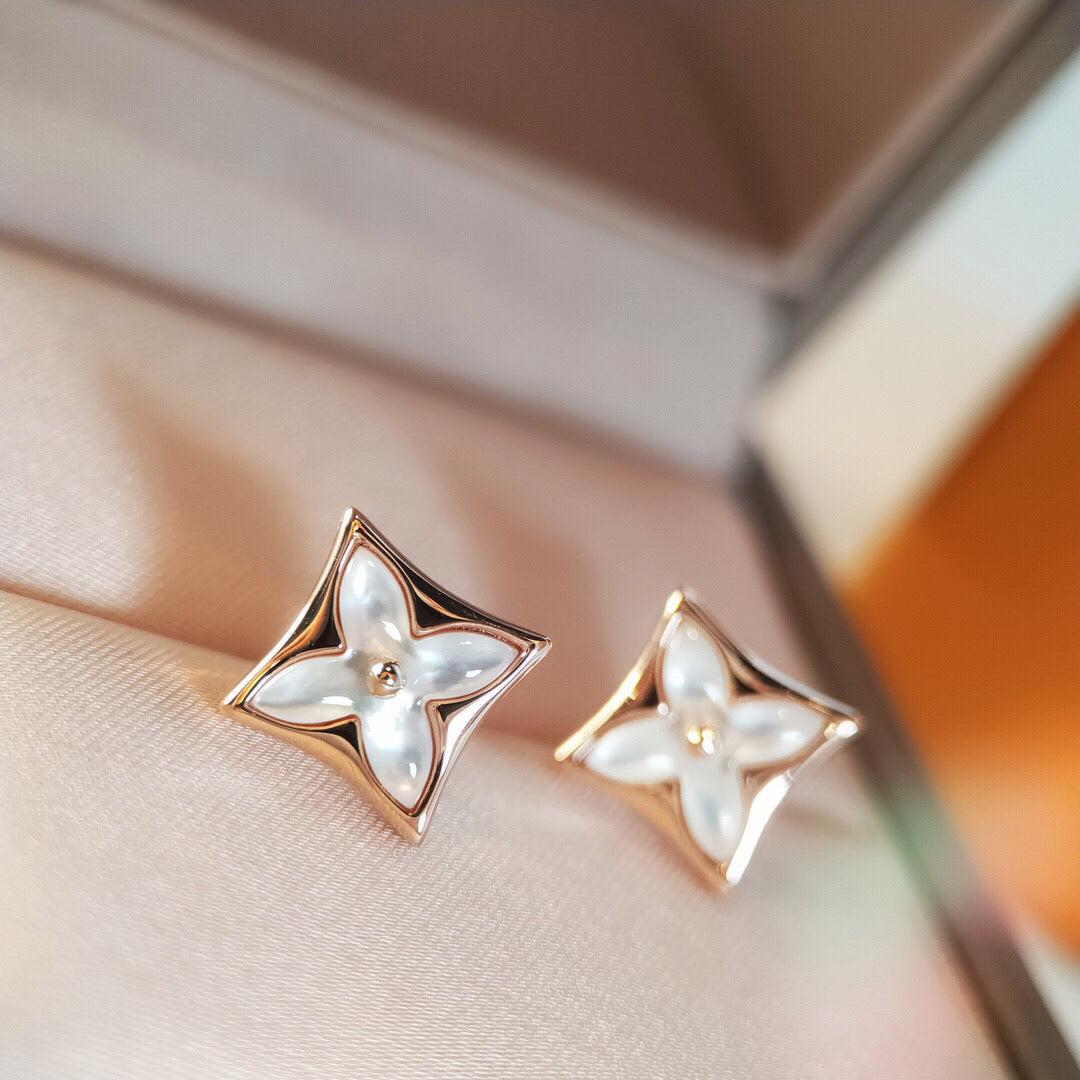 [Clover]STAR MOP PINK GOLD EARRINGS
