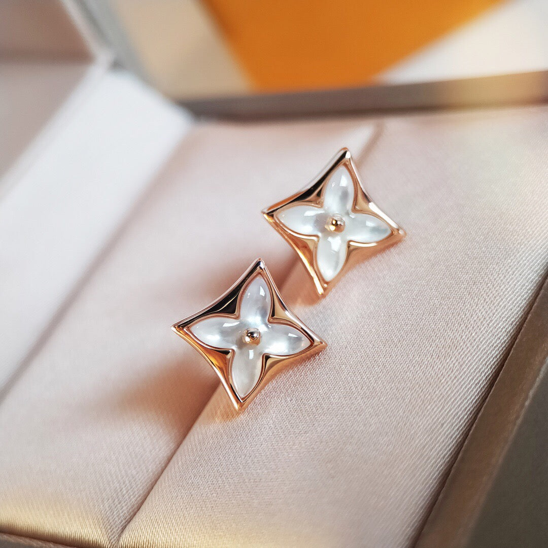 [Clover]STAR MOP PINK GOLD EARRINGS