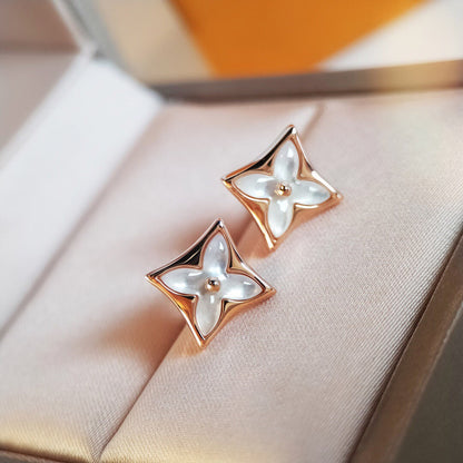 [Clover]STAR MOP PINK GOLD EARRINGS